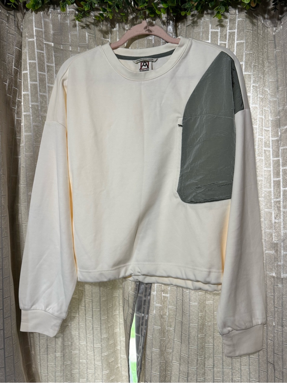 Avalanche Cream Crewneck with Gray Shoulder Panel
